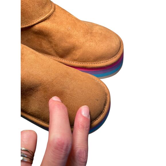 Steve Madden Girl 13 Jtoasty Stripe Brown Camel Cognac Platform Boot Pink Purple - Picture 8 of 14